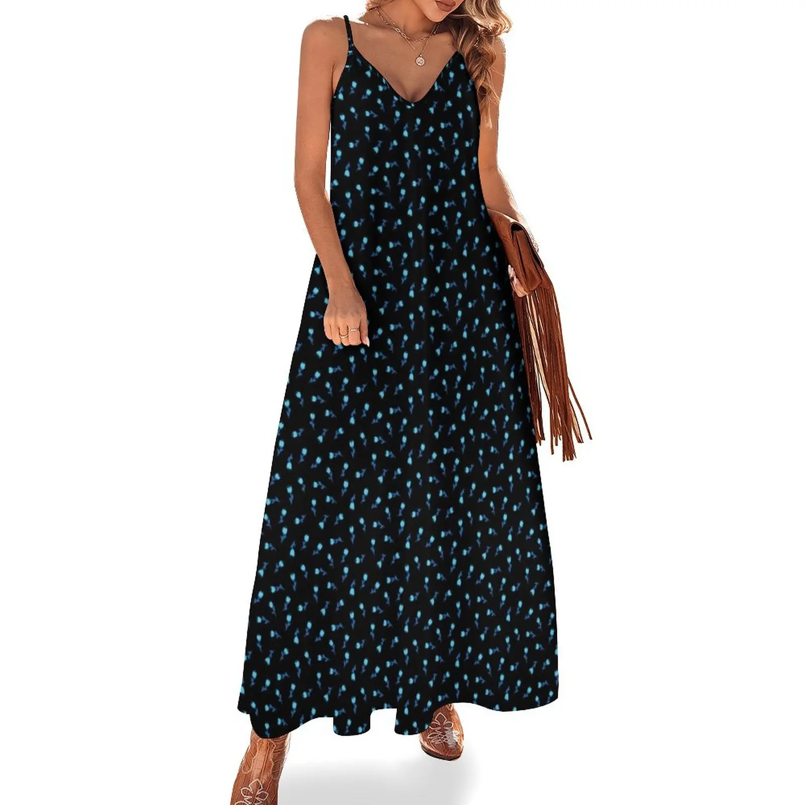 Small Tulips Floral Pattern in Black and Blue Sleeveless Dress ceremony dresses summer dress for women 2025
Small Tulips Floral Pattern in Black and Blue Sleeveless Dress ceremony dresses summer dress for women 2025