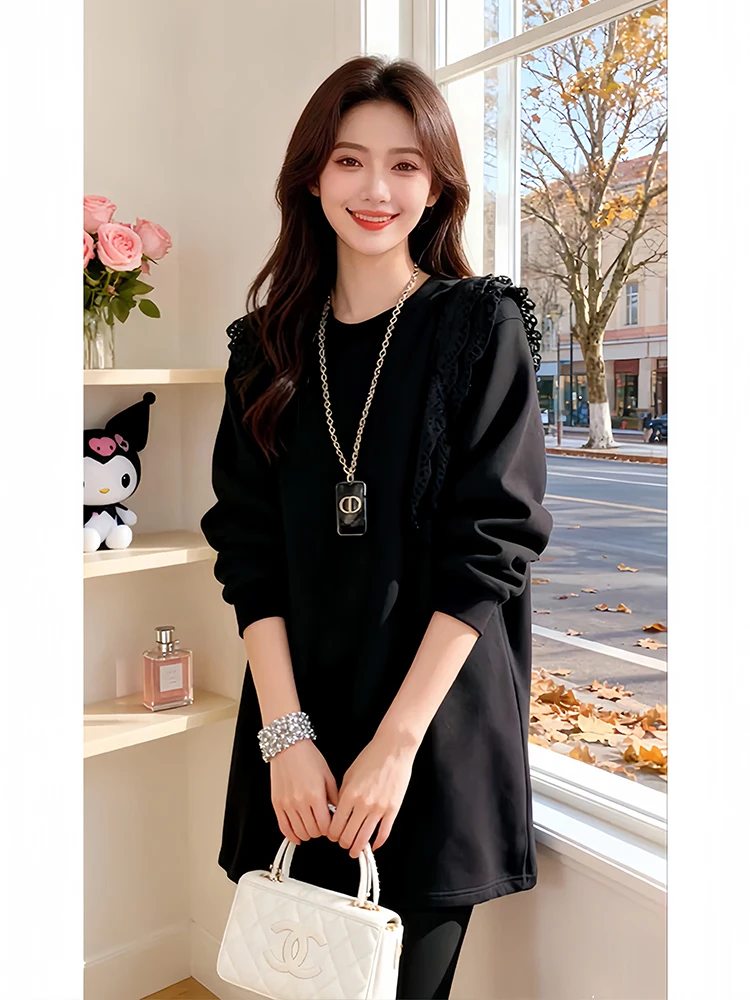 Loose Women's Long Sve Sweatirt Casual round Ne Top Faion Design Bla Comfortable Lazy Sle Autumn Winter New Arrival
Loose Women's Long Sve Sweatirt Casual round Ne Top Faion Design Bla Comfortable Lazy Sle Autumn Winter New Arrival