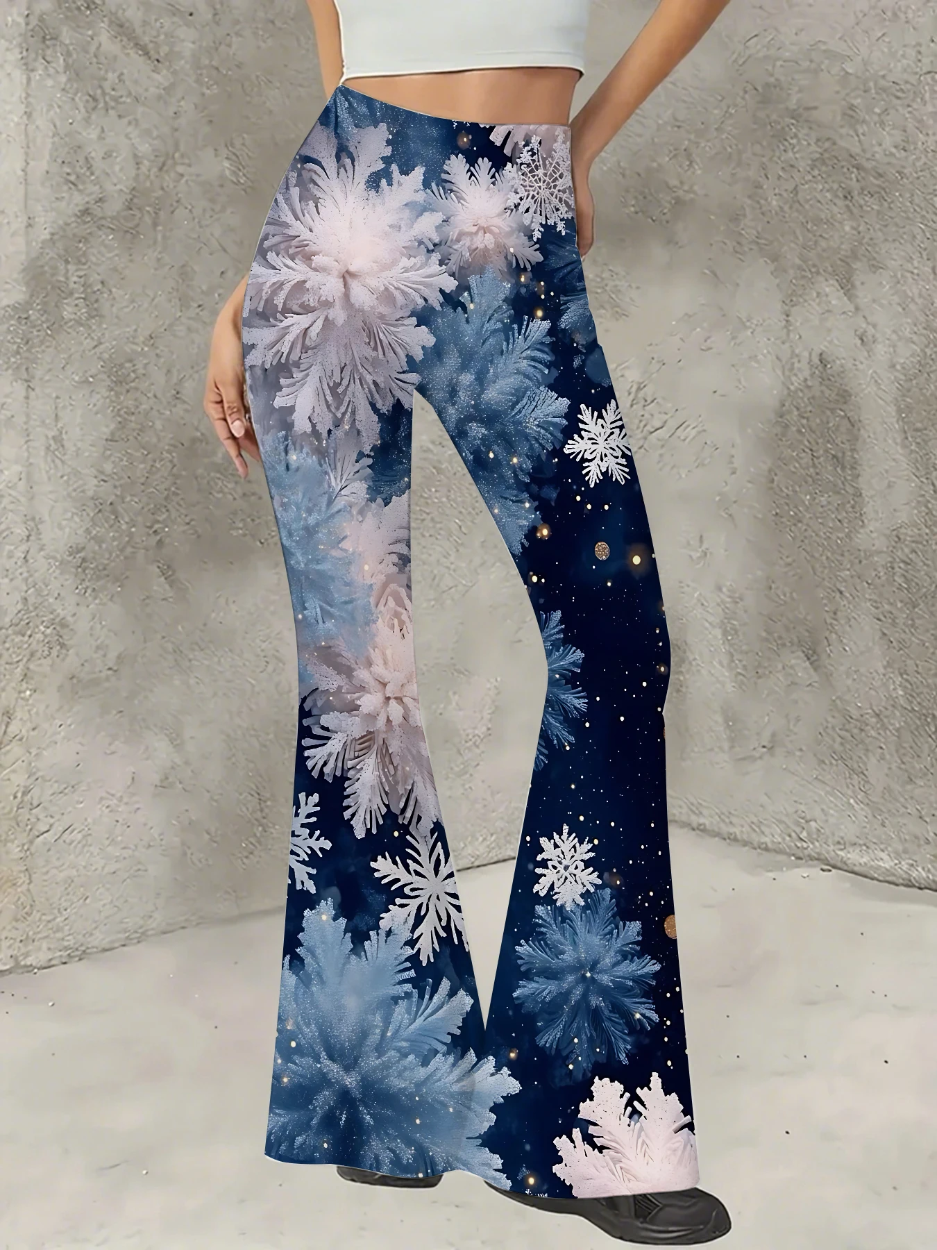 Retro Printed Flare Pants Women High Waist Polyester Knit Bell Bottom Trousers
Retro Printed Flare Pants Women High Waist Polyester Knit Bell Bottom Trousers