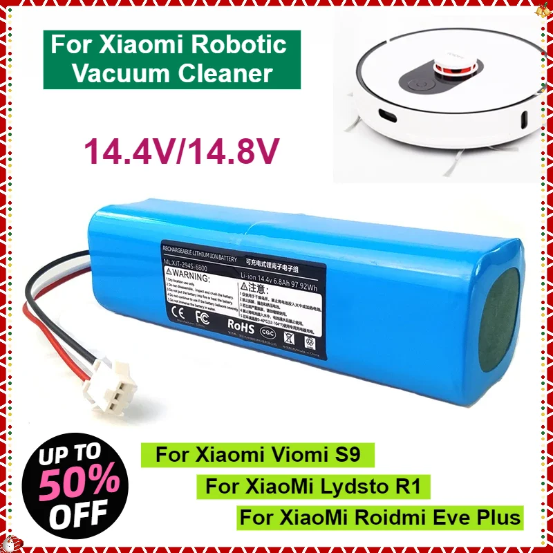 New 14.4V/14.8V 9800mAh Robot Battery for Xiaomi Viomi S9 Lydsto R1 Roidmi Eve Plus Robotic Vacuum Cleaner Replacement Battery
New 14.4V/14.8V 9800mAh Robot Battery for Xiaomi Viomi S9 Lydsto R1 Roidmi Eve Plus Robotic Vacuum Cleaner Replacement Battery