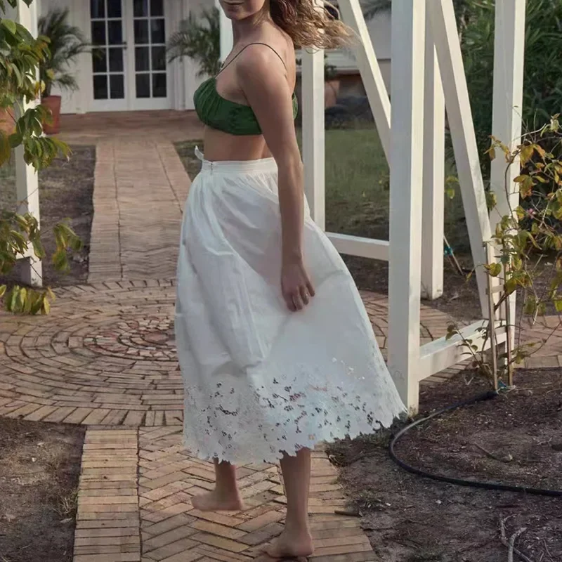 2023 Summer Lace White Cotton Hollow Embroidery Skirt Women's Solid Color High Waist A-line Skirt Women
2023 Summer Lace White Cotton Hollow Embroidery Skirt Women's Solid Color High Waist A-line Skirt Women