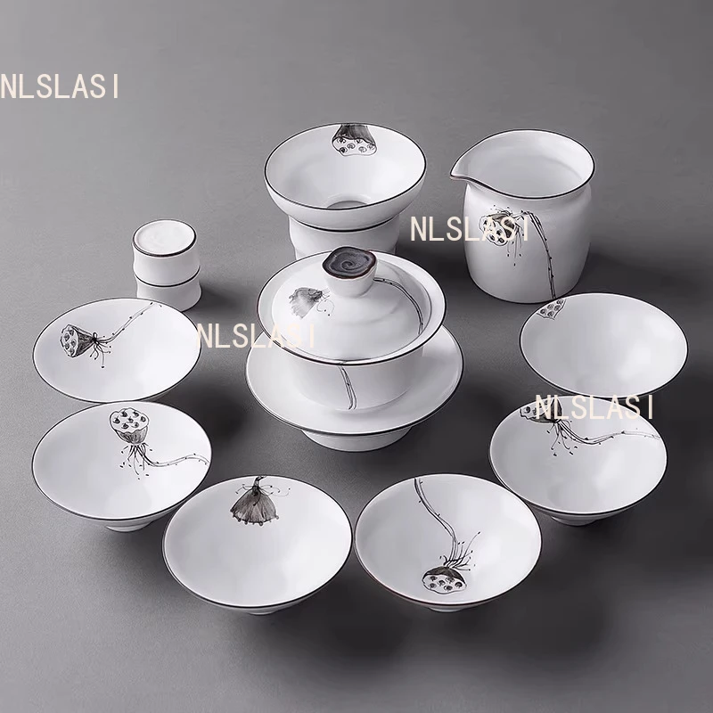 Jingdezhen Ceramic Teaset Chinese Style Lotus Pong Tea Bowl Household Tea Cup Set Lidded Bowl Tea Strainer Teaware Sets
Jingdezhen Ceramic Teaset Chinese Style Lotus Pong Tea Bowl Household Tea Cup Set Lidded Bowl Tea Strainer Teaware Sets