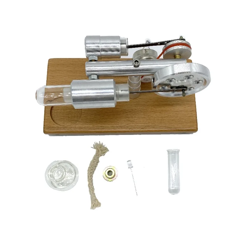 Stirling Engine Model with Wooden Base DIY Metal Stirling Engine Mini Generator Science Physics Experiment Model Educational Toy
Stirling Engine Model with Wooden Base DIY Metal Stirling Engine Mini Generator Science Physics Experiment Model Educational Toy