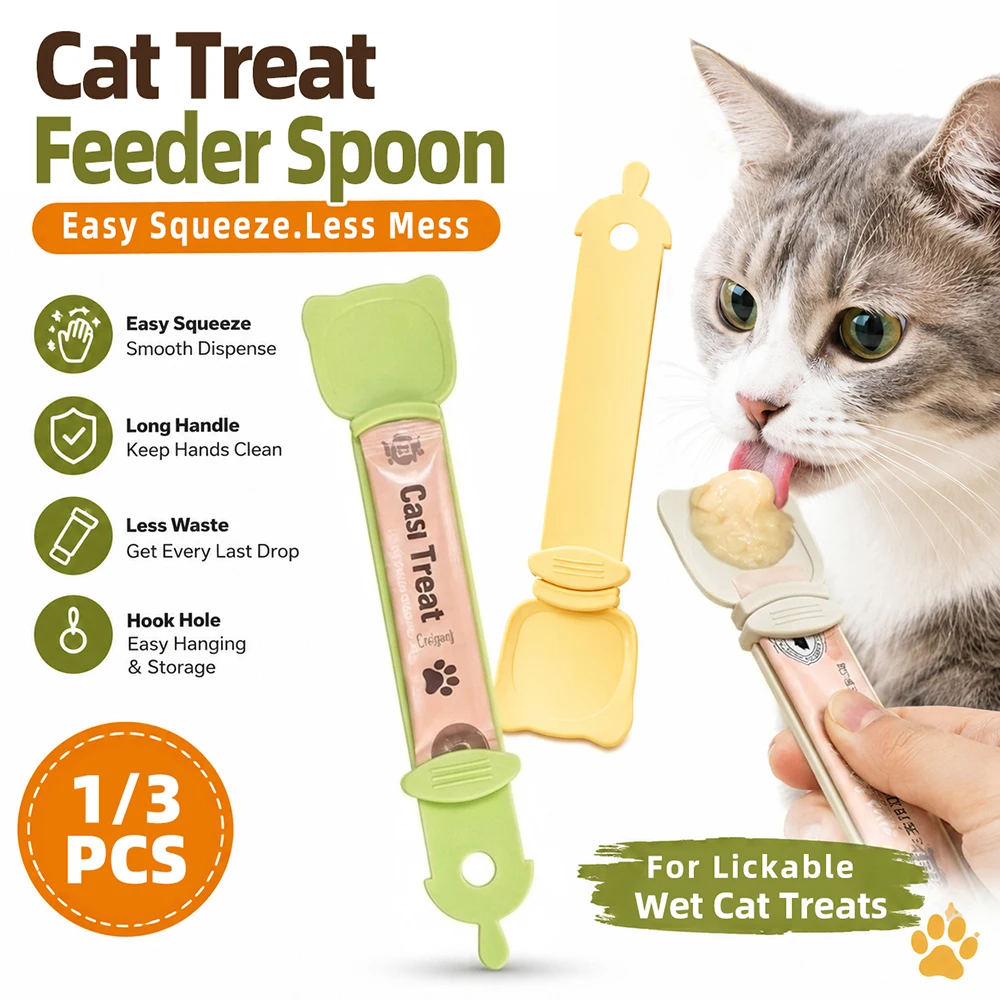 1/3PCS Cat Strip Feeder Spoon Long Handle Lickable Wet Cat Treat Feeder Squeeze Dispense Feeding Tool for Cats and Kittens
1/3PCS Cat Strip Feeder Spoon Long Handle Lickable Wet Cat Treat Feeder Squeeze Dispense Feeding Tool for Cats and Kittens