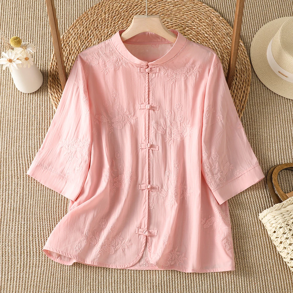 plus Size Embroidered Shirt Women's Stand Collar Button up Casual Fashion Summer New Style Moisture Wicking Five Sleeve Length
plus Size Embroidered Shirt Women's Stand Collar Button up Casual Fashion Summer New Style Moisture Wicking Five Sleeve Length
