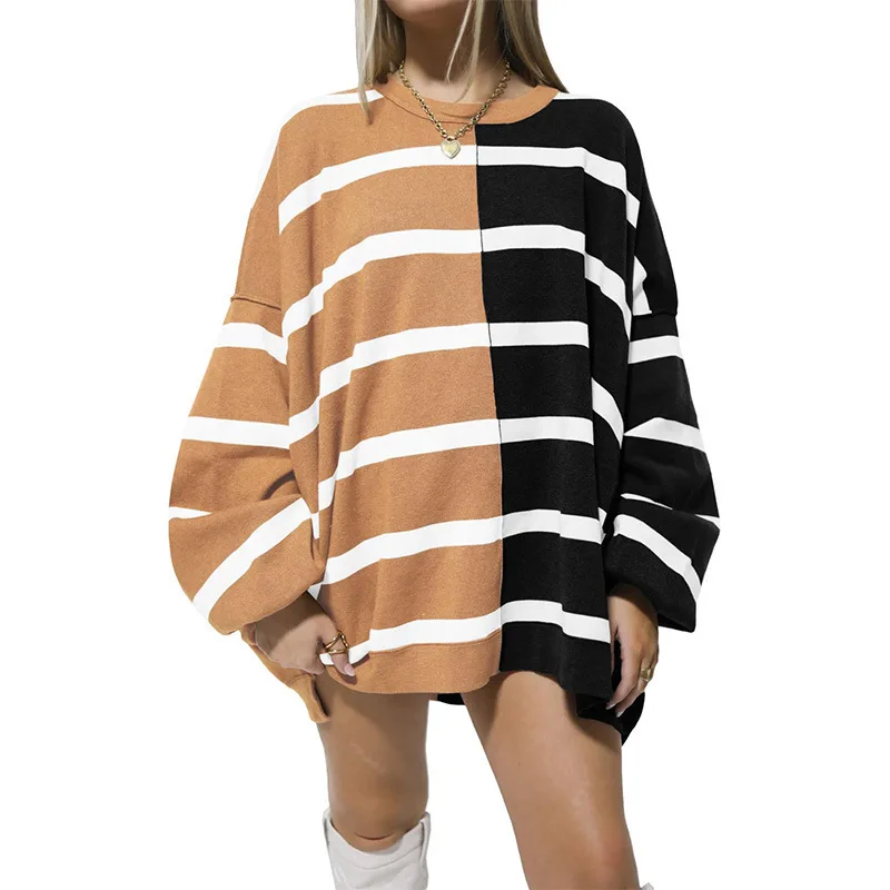 Fall Spring Women Sweatshirt Colorblock Striped Print Round Neck Pullover Knitted Sweatshirt Mid Length Casual Daily Wear Top
Fall Spring Women Sweatshirt Colorblock Striped Print Round Neck Pullover Knitted Sweatshirt Mid Length Casual Daily Wear Top