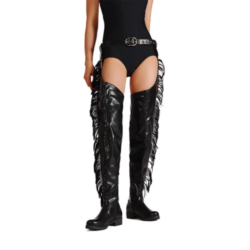 Tassel Black Side Zipper Knee High Boots 35-43 Flat Bottomed Round Toe Street Rock Band Belt Boots Fashion Winter Women's Shoes
Tassel Black Side Zipper Knee High Boots 35-43 Flat Bottomed Round Toe Street Rock Band Belt Boots Fashion Winter Women's Shoes