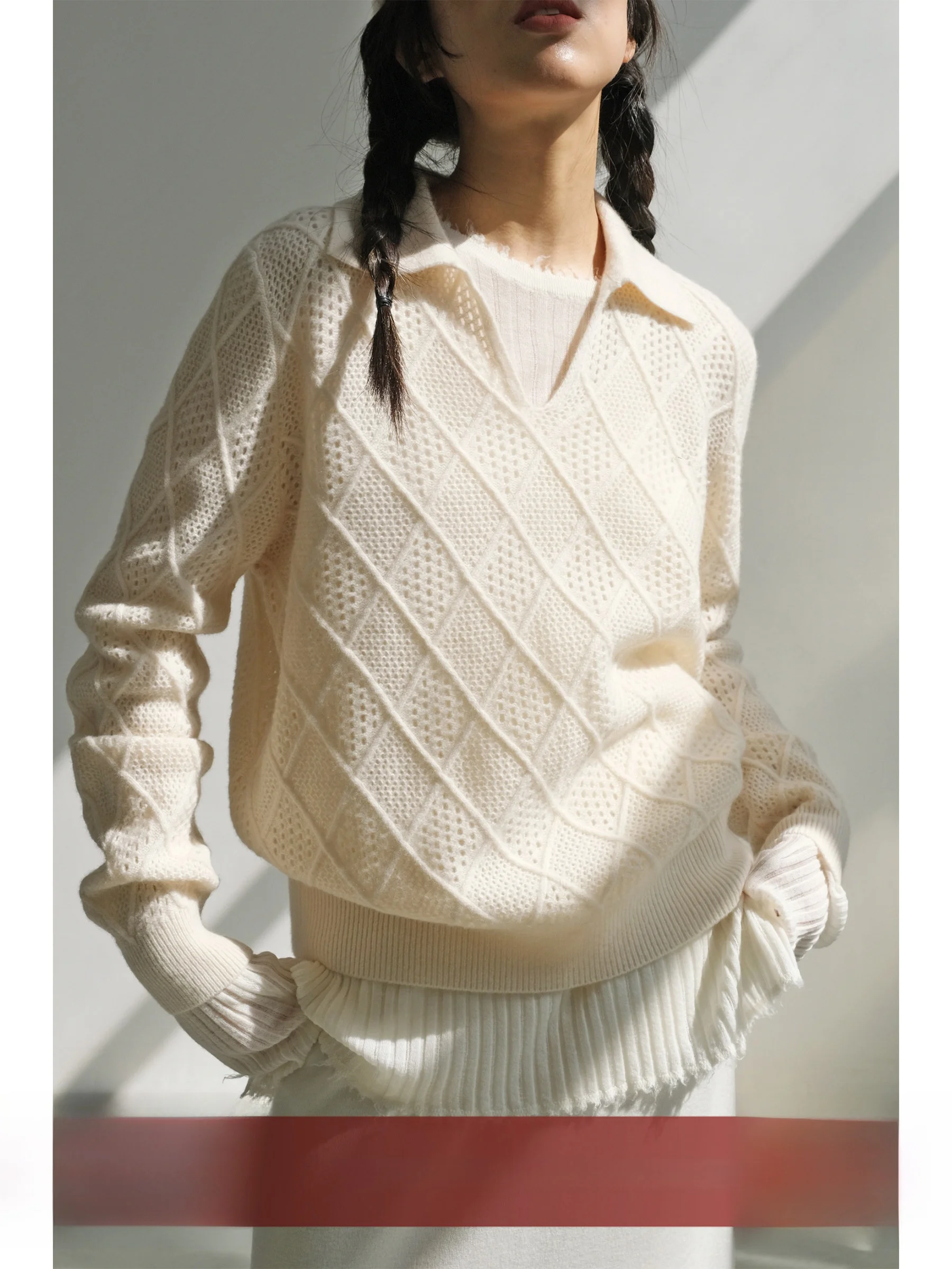 Soft Merino Wool Knitted Sweater with Small V Collar Diamond Pattern Hole Piing Autumn Winter Inner Wear Women's Comfortabl...
Soft Merino Wool Knitted Sweater with Small V Collar Diamond Pattern Hole Piing Autumn Winter Inner Wear Women's Comfortabl...