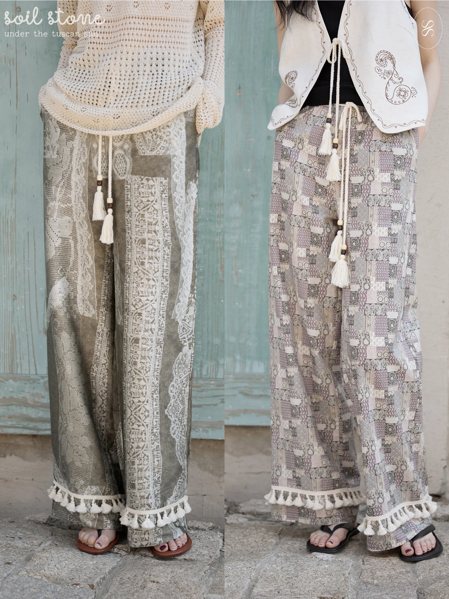 Spring Summer New Loose Feel Classical Print Fringe Elastic Waist Wide Leg Casual Pants 2 Colors High Waist Straight Leg Thin...
Spring Summer New Loose Feel Classical Print Fringe Elastic Waist Wide Leg Casual Pants 2 Colors High Waist Straight Leg Thin...