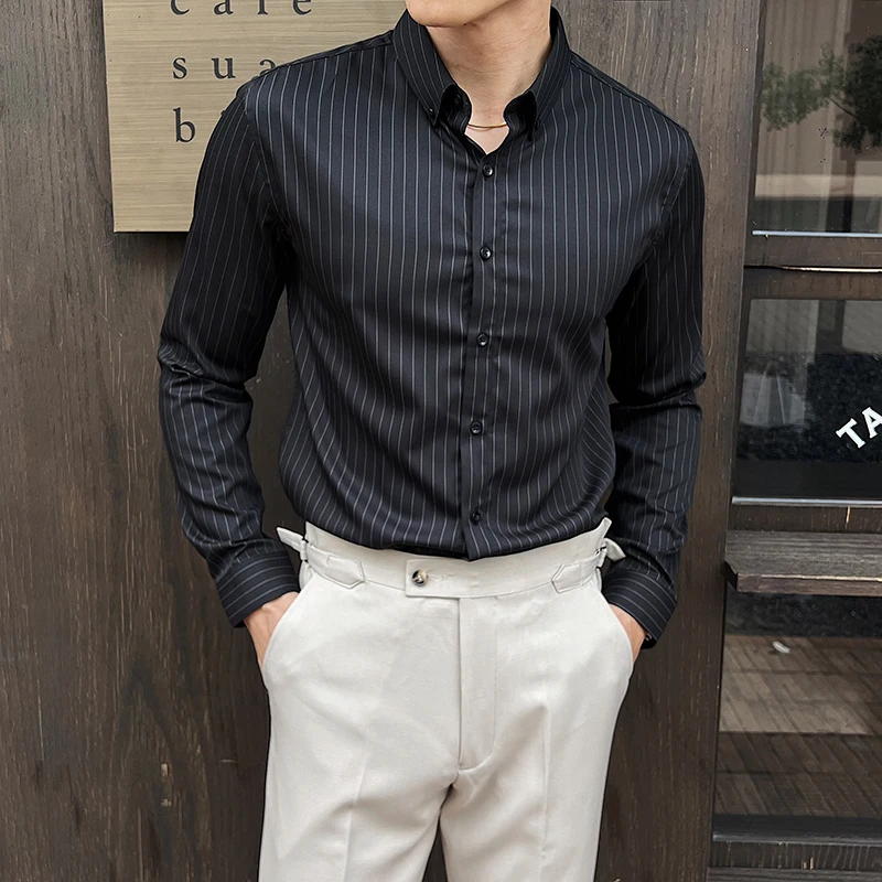 Striped Shirts for Men High-quality 2025 Autumn New Solid Business Casual Long Sleeved Elastic Slim Fit Dress Shirt Men Clothing
Striped Shirts for Men High-quality 2025 Autumn New Solid Business Casual Long Sleeved Elastic Slim Fit Dress Shirt Men Clothing