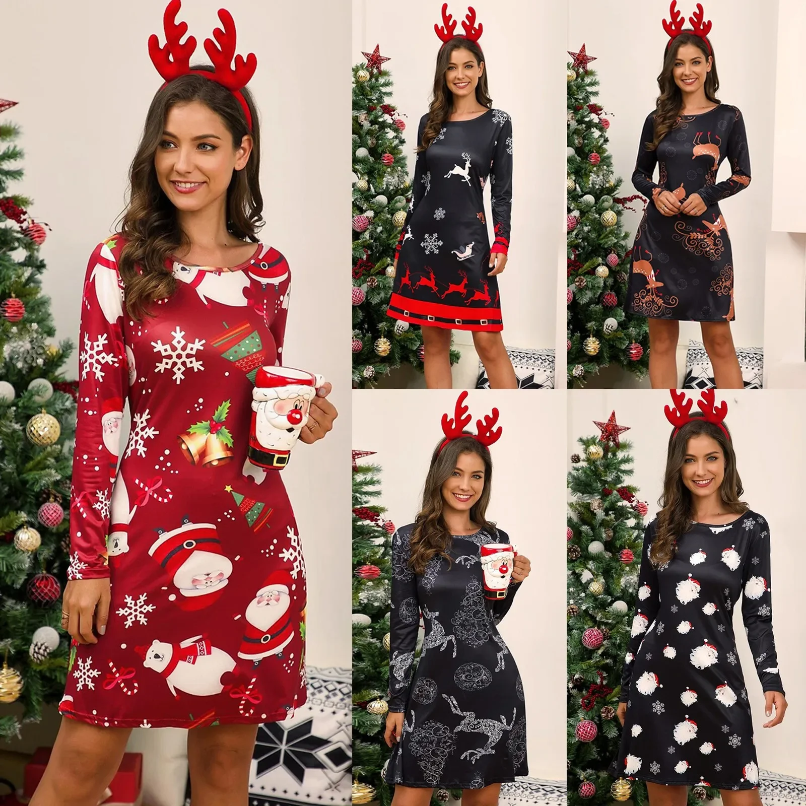 Christmas Snowflake And Santa Claus Pattern Women Dresses Autumn Long Sleeve Fashion Festival Short Dress Ladies Mini Dress Robe
Christmas Snowflake And Santa Claus Pattern Women Dresses Autumn Long Sleeve Fashion Festival Short Dress Ladies Mini Dress Robe
