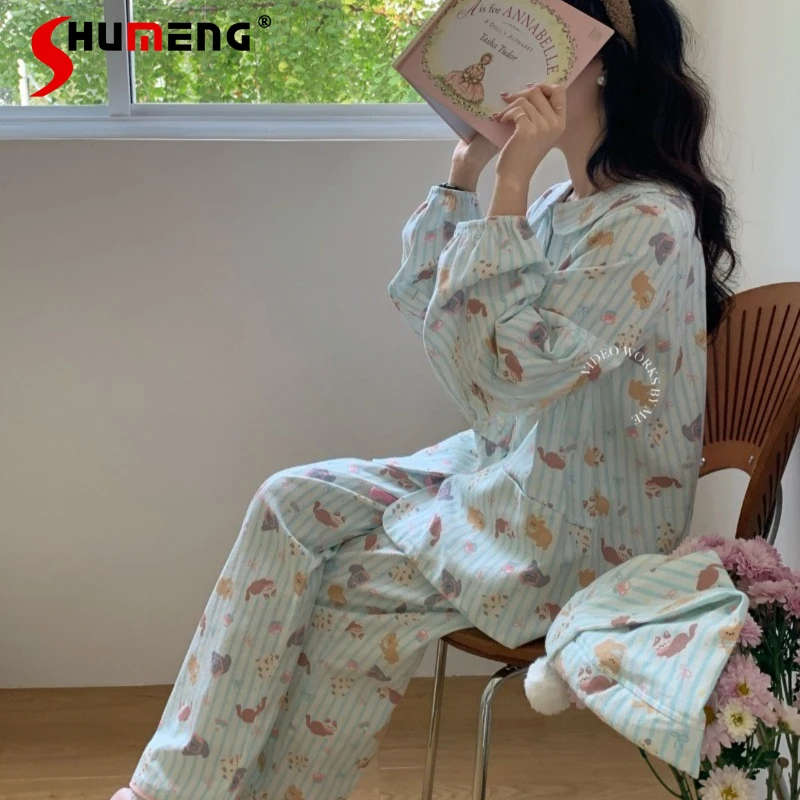 Autumn Spring Pajamas Set for Women Japanese Style Sweet Soft Cute Homewear Female High Street Outerwear Sleep Suits
Autumn Spring Pajamas Set for Women Japanese Style Sweet Soft Cute Homewear Female High Street Outerwear Sleep Suits