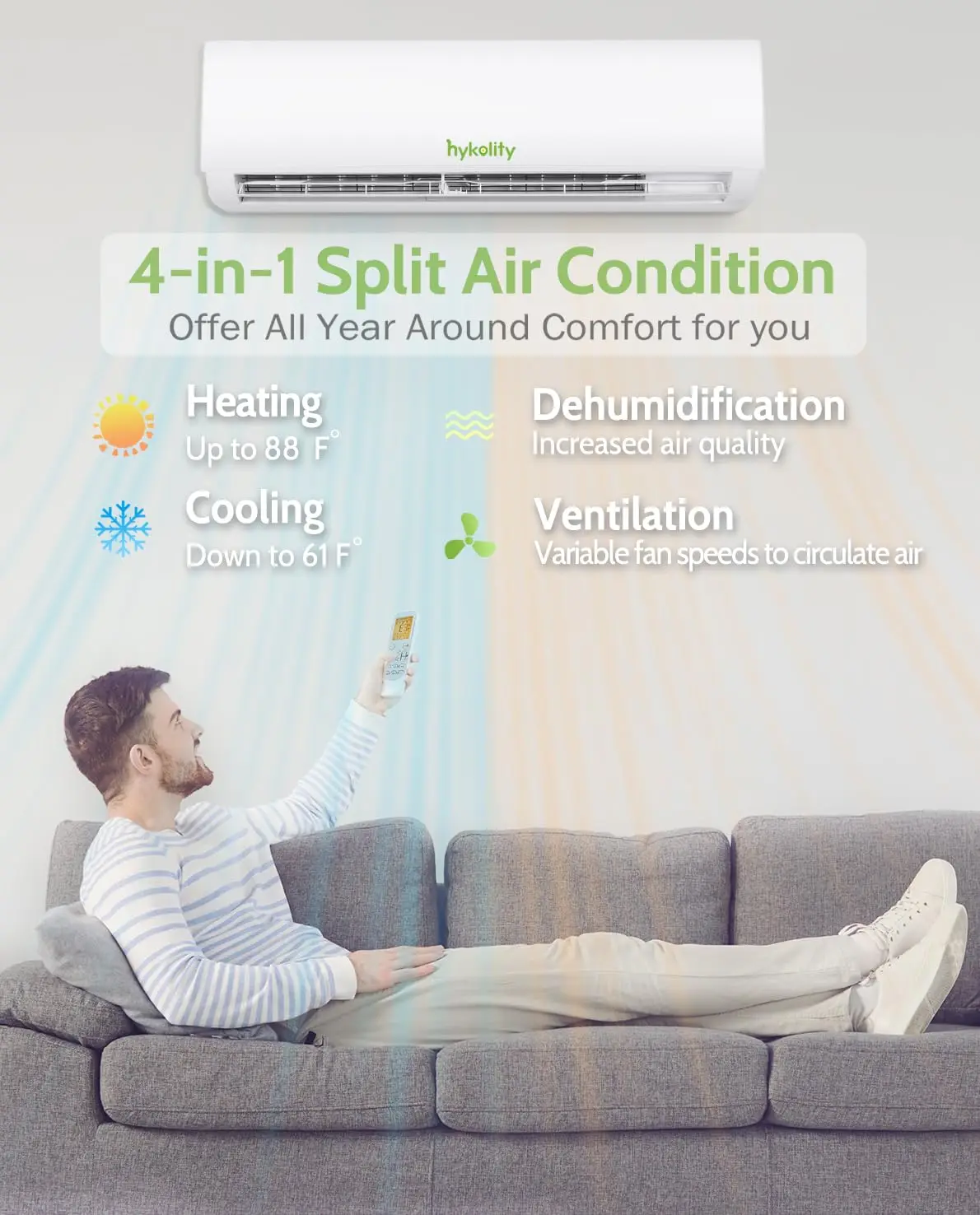 9000 BTU Wifi Mini Split AC & Heater, 19 SEER2, 115V Ductless Inverter System, Custom
9000 BTU Wifi Mini Split AC & Heater, 19 SEER2, 115V Ductless Inverter System, Custom
