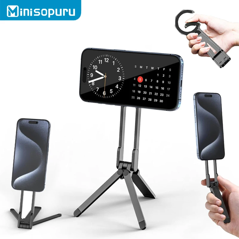 Minisopuru Magnetic Phone Tripod Stand Mini Portable Cell Phone Holde Aluminium Dual-sided Magnetic Smartphone Mount for iPhone
Minisopuru Magnetic Phone Tripod Stand Mini Portable Cell Phone Holde Aluminium Dual-sided Magnetic Smartphone Mount for iPhone
