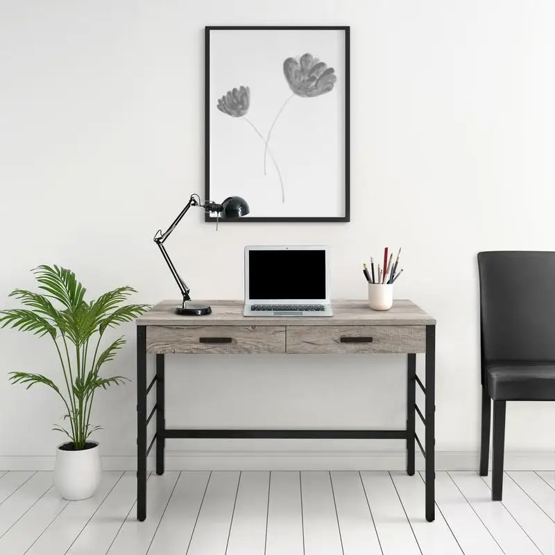 Light Weathered Oak & Black Writing Desk w/ 2 Drawers - Modern Home Office Furniture
Light Weathered Oak & Black Writing Desk w/ 2 Drawers - Modern Home Office Furniture