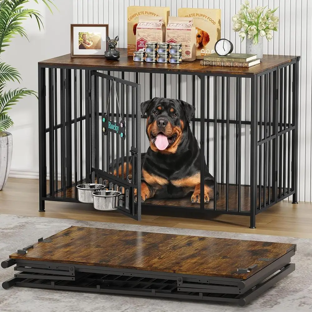 Rustic Brown XL Wooden Dog Crate with Adjustable Bowls and Name Tag for Large Dogs, 60-80 lbs
Rustic Brown XL Wooden Dog Crate with Adjustable Bowls and Name Tag for Large Dogs, 60-80 lbs
