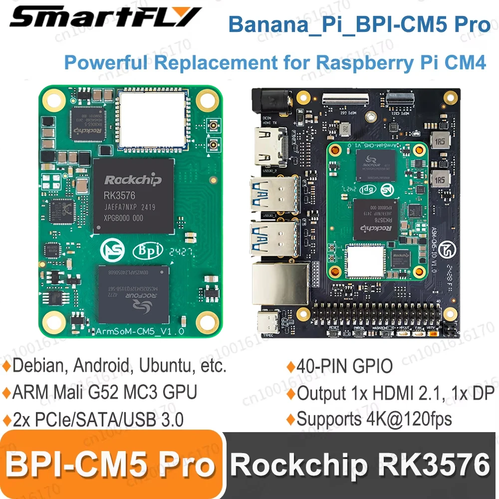 Banana Pi BPI-CM5 Pro AI Computer Module Rockchip RK3576 SBC 8GB RAM 64G eMMC Development Board Replacement for Raspberry Pi CM4
Banana Pi BPI-CM5 Pro AI Computer Module Rockchip RK3576 SBC 8GB RAM 64G eMMC Development Board Replacement for Raspberry Pi CM4