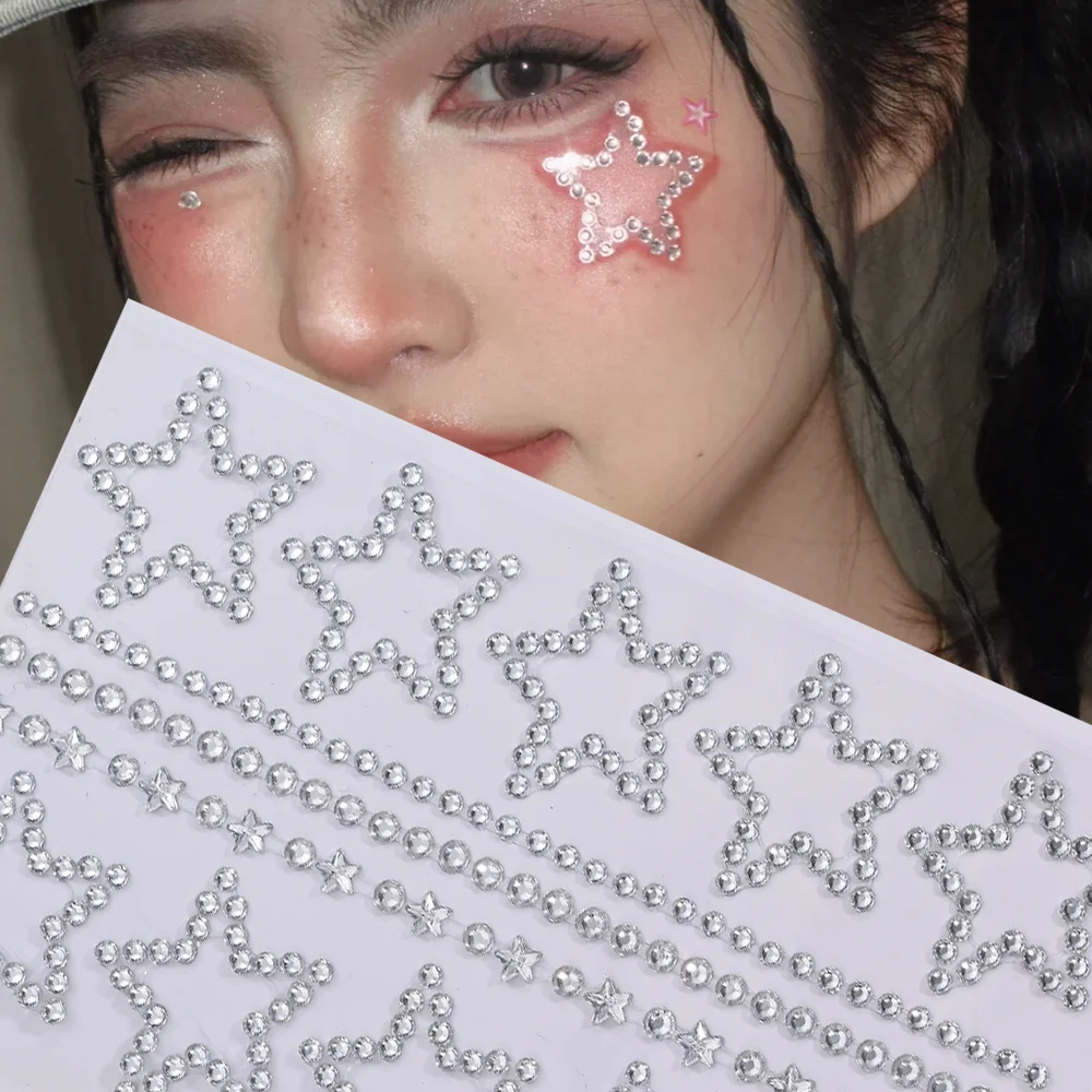1Pcs 3D Star Gems Face Tattoos Stickers White Hollow Pentagram Rhinestones Eye Tattoo For Music Festival Party Makeup Accessorie
1Pcs 3D Star Gems Face Tattoos Stickers White Hollow Pentagram Rhinestones Eye Tattoo For Music Festival Party Makeup Accessorie