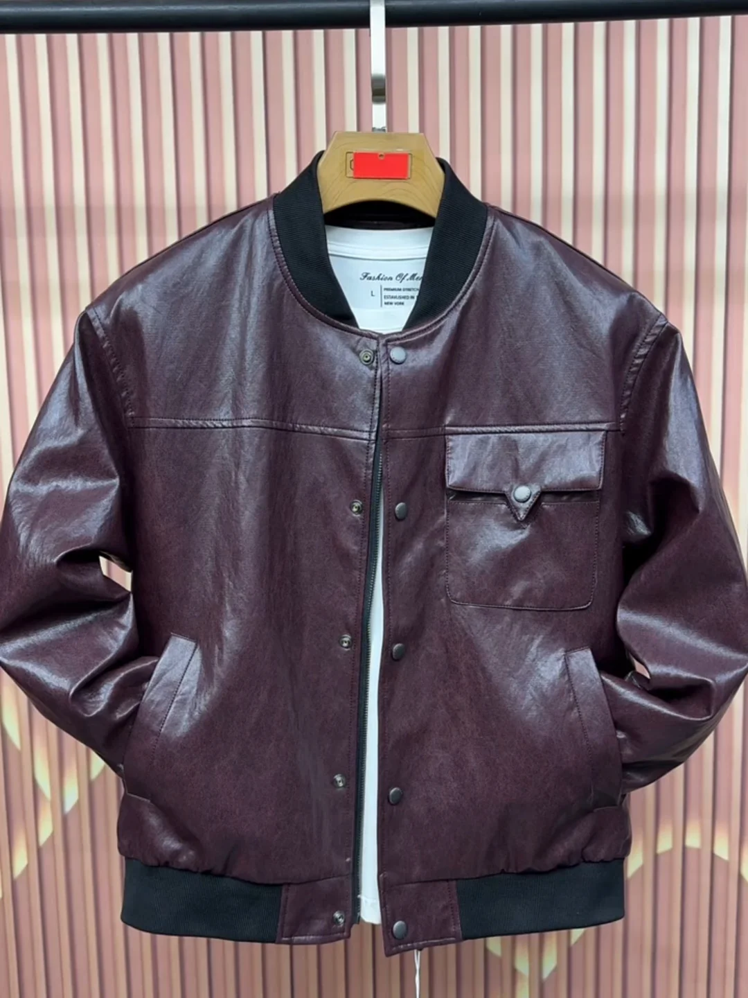 Spring New Men's PU Leather Jaet Baseball Collar High Quali Trendy Versatile Youthful Luxury Sle Stand Fit Long Sve
Spring New Men's PU Leather Jaet Baseball Collar High Quali Trendy Versatile Youthful Luxury Sle Stand Fit Long Sve