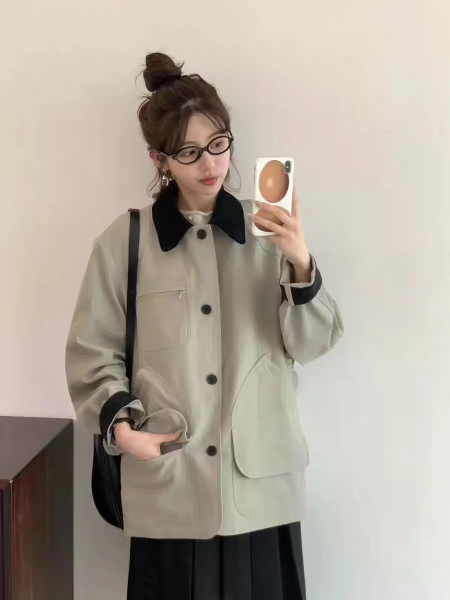 Loose Workwear Style Color Block Long Coat Women's Medium Length Casual Korean Fashion Autumn New Arrival Windbreaker Jacket
Loose Workwear Style Color Block Long Coat Women's Medium Length Casual Korean Fashion Autumn New Arrival Windbreaker Jacket