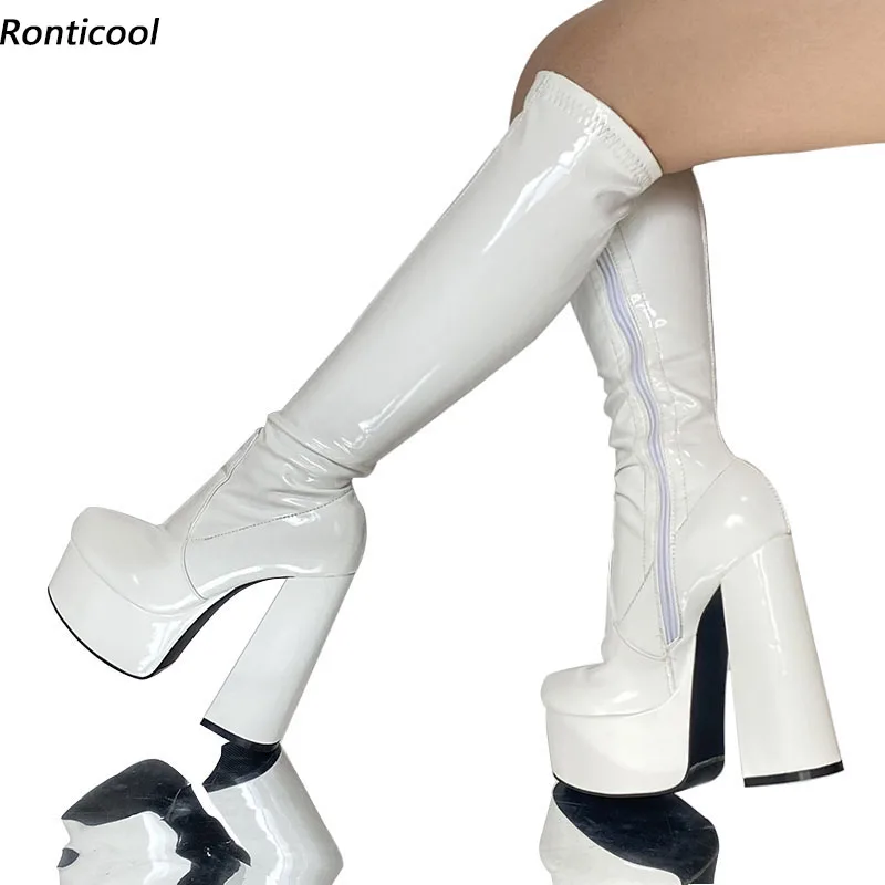 Ronticool Handmade Women Stretch Knee High Boots Glossy Side Zipper Chunky Heel Round Toe Nice Black Red Club Shoes US Size 5-15
Ronticool Handmade Women Stretch Knee High Boots Glossy Side Zipper Chunky Heel Round Toe Nice Black Red Club Shoes US Size 5-15