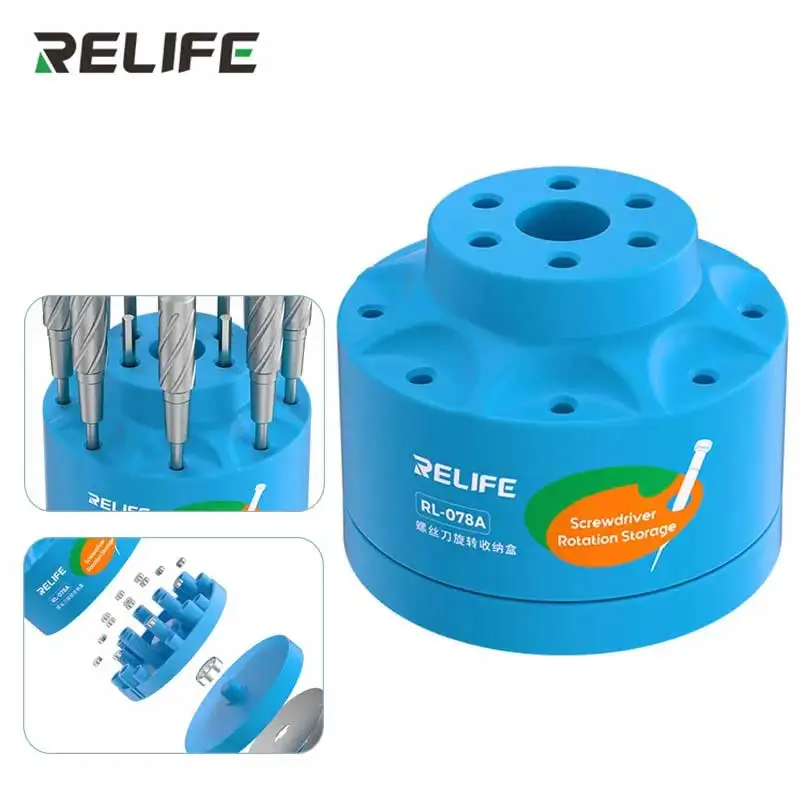 RELIFE RL-078A Screwdriver Rotating Storage Box for Mobile Phone Repair Multiple Holes Soldering Iron Tips Storage Holder
RELIFE RL-078A Screwdriver Rotating Storage Box for Mobile Phone Repair Multiple Holes Soldering Iron Tips Storage Holder