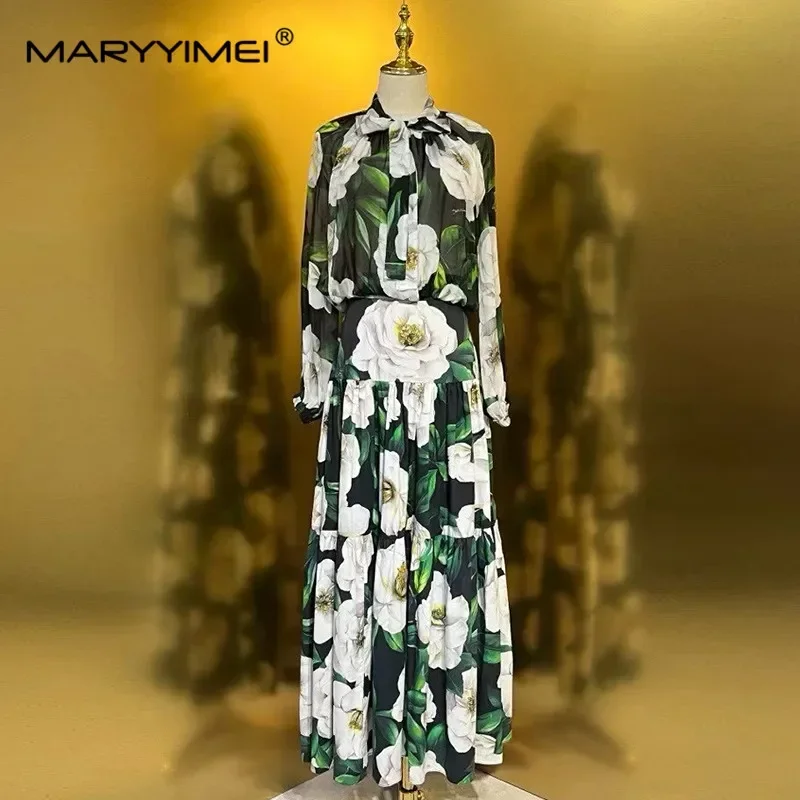 Seifrmann Spring Summer Women's Suit Lace-UP Neck Bow Long-Sleeved Tops+Pleated Splicing skirt Silk Print 2-piece set
Seifrmann Spring Summer Women's Suit Lace-UP Neck Bow Long-Sleeved Tops+Pleated Splicing skirt Silk Print 2-piece set