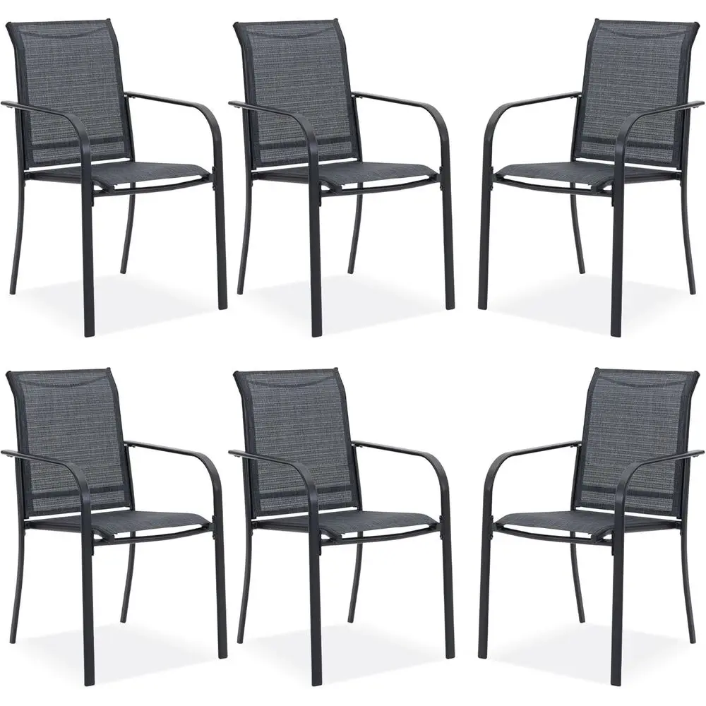 6-Piece All-Weather Metal Patio Chair Set, Grey Fabric for Outdoor Dining, Garden, Porch, and Balcony
6-Piece All-Weather Metal Patio Chair Set, Grey Fabric for Outdoor Dining, Garden, Porch, and Balcony