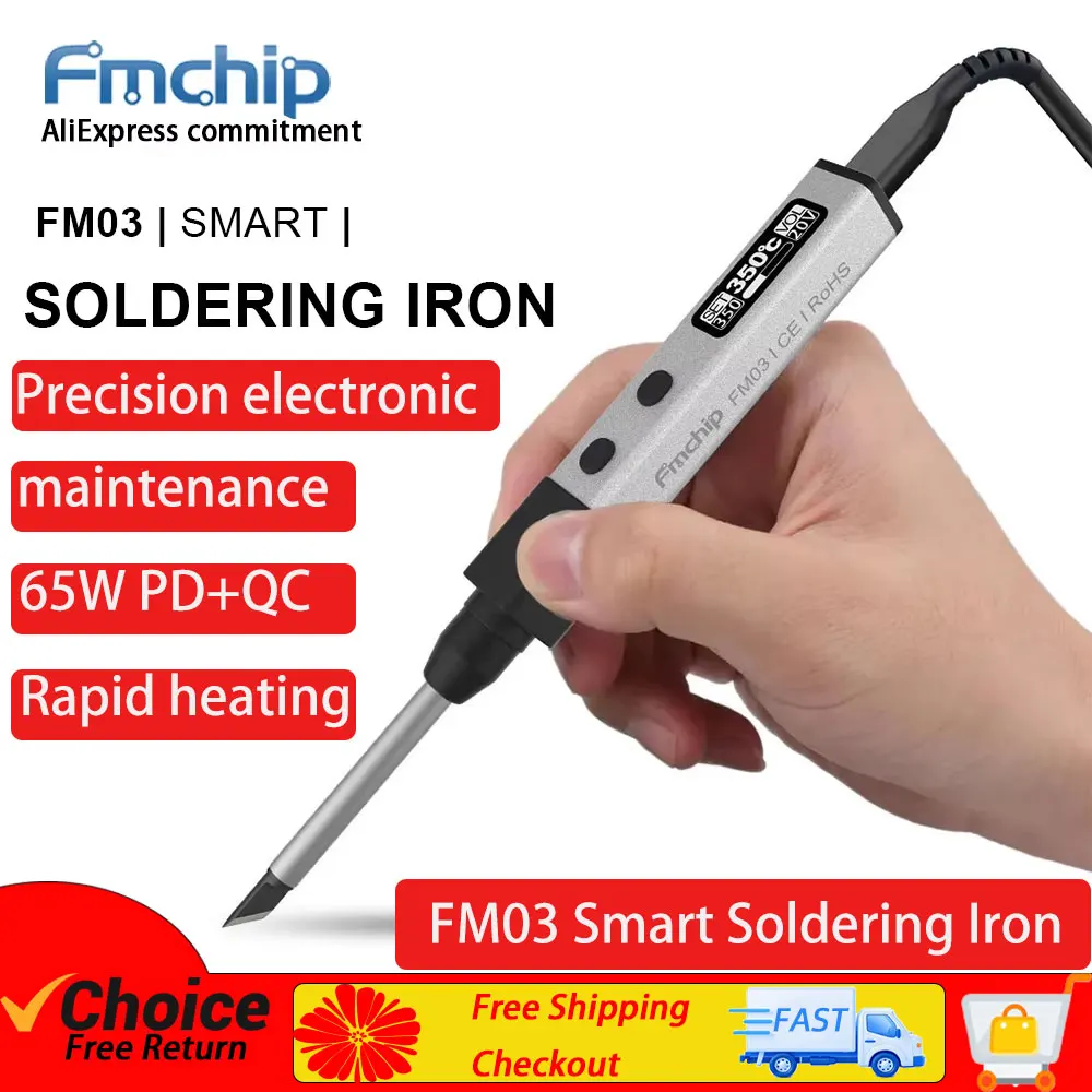 FMchip FM03 Мини-электрический паяльник 65 Вт Прецизионный инструмент для обслуживания материнской платы электронного мобильного телефона Применимо наконечник T65
FMchip FM03 Мини-электрический паяльник 65 Вт Прецизионный инструмент для обслуживания материнской платы электронного мобильного телефона Применимо наконечник T65