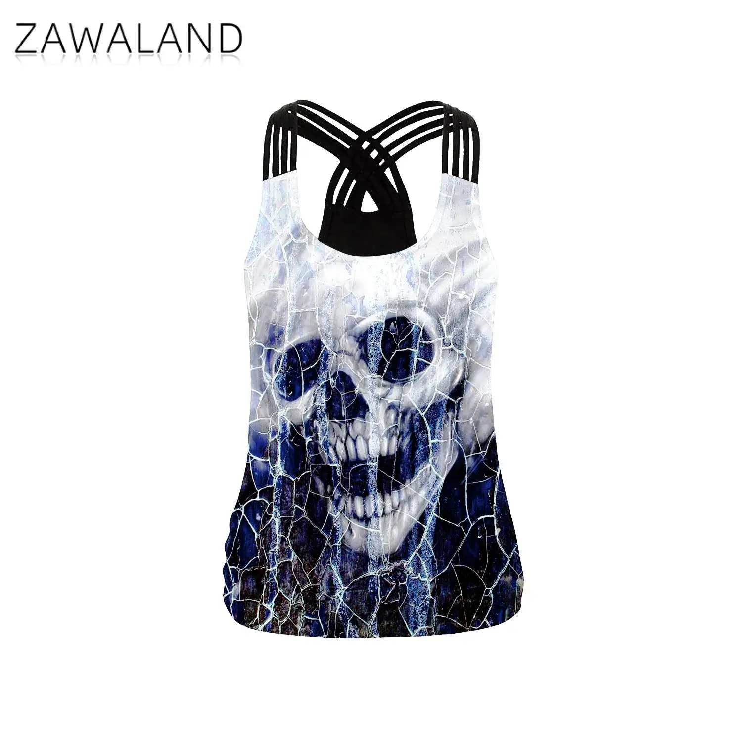 ZAWALAND Halloween Skull Print Women's Tank Tops Summer Sexy Sling Cross Vest Horror Gothic Style Backless Top Streetwear
ZAWALAND Halloween Skull Print Women's Tank Tops Summer Sexy Sling Cross Vest Horror Gothic Style Backless Top Streetwear