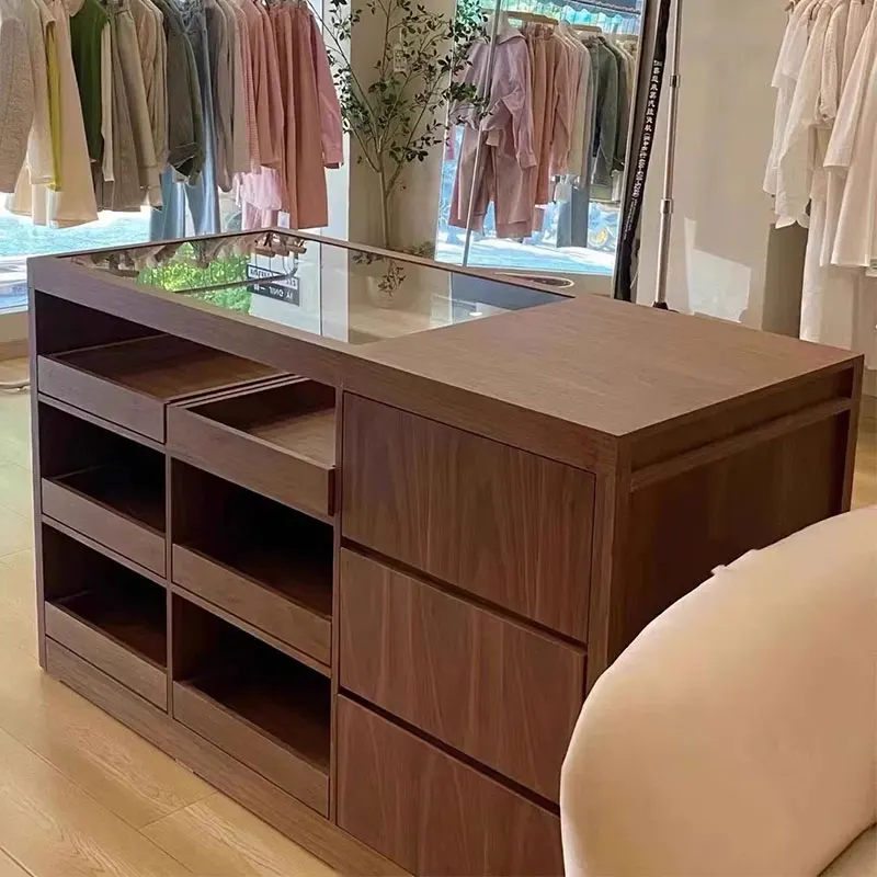 With glass island cabinet water table clothing store display table bar checkout page shoes bag display case display table
With glass island cabinet water table clothing store display table bar checkout page shoes bag display case display table