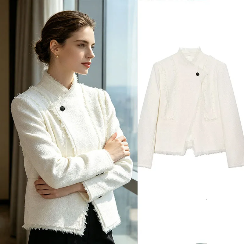 2026 Spring Women's Elegant Party Jacket Women's Stand Collar Long Sleeve Blazer Fashion One-Button Tweed Short Jacket
2026 Spring Women's Elegant Party Jacket Women's Stand Collar Long Sleeve Blazer Fashion One-Button Tweed Short Jacket