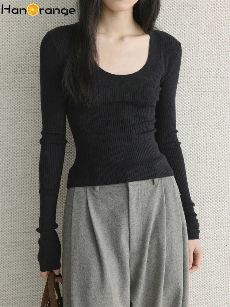 HanOrange 2026, ранняя весна, простой утягивающий вязаный свитер с U-образным вырезом, женский удобный топ с длинными рукавами, черный/белый/зеленый хаки
HanOrange 2026, ранняя весна, простой утягивающий вязаный свитер с U-образным вырезом, женский удобный топ с длинными рукавами, черный/белый/зеленый хаки