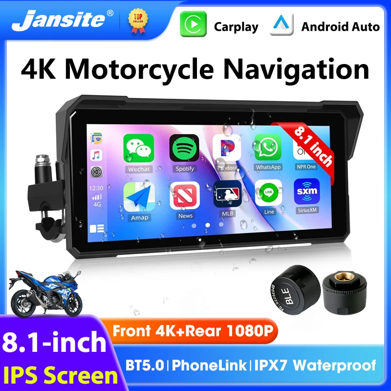 8.1 inch Motorcycle DVR GPS Navigation Support 4K+1080P Camera Wireless CarPlay&Android Auto IPX7 Waterproof IPS Display
8.1 inch Motorcycle DVR GPS Navigation Support 4K+1080P Camera Wireless CarPlay&Android Auto IPX7 Waterproof IPS Display