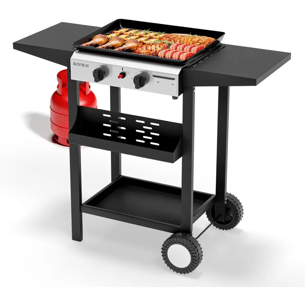 2 Burner Portable Propane Griddle with Nonstick Enameled Tray, 20000 BTU Rolling Flat Top Gas Grill with Electronic Ignition, S
2 Burner Portable Propane Griddle with Nonstick Enameled Tray, 20000 BTU Rolling Flat Top Gas Grill with Electronic Ignition, S