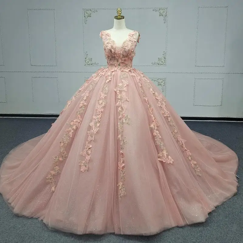 Блестящее темно-розовое платье Quinceanera с v-образным вырезом по индивидуальному заказу, аппликация в виде бабочки, тюлевое кружево со шлейфом, платья de 15, Quinceanera
Блестящее темно-розовое платье Quinceanera с v-образным вырезом по индивидуальному заказу, аппликация в виде бабочки, тюлевое кружево со шлейфом, платья de 15, Quinceanera 