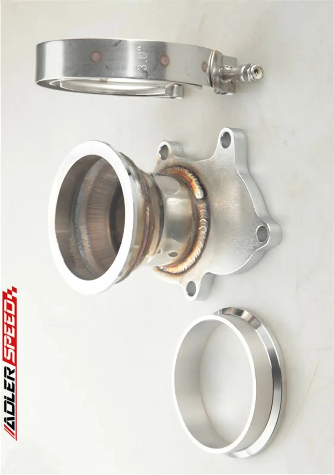 ADLERSPEED T3 T3/T4 5 Bolt Exhaust Pipe Flange To 3" Inch (76mm) V Band Conversion Adaptor Kit
ADLERSPEED T3 T3/T4 5 Bolt Exhaust Pipe Flange To 3" Inch (76mm) V Band Conversion Adaptor Kit