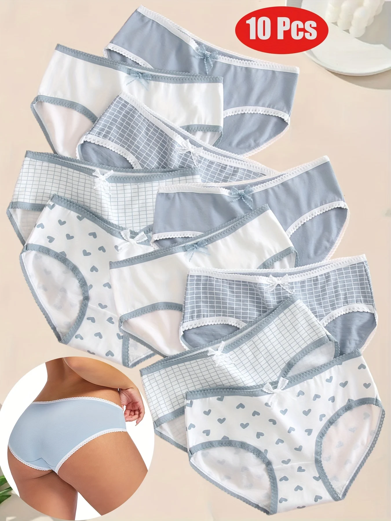 10-piece lace-embroidered cute ladies' triangle underwear, elegant, comfortable, breathable, ladies' casual underwear
10-piece lace-embroidered cute ladies' triangle underwear, elegant, comfortable, breathable, ladies' casual underwear