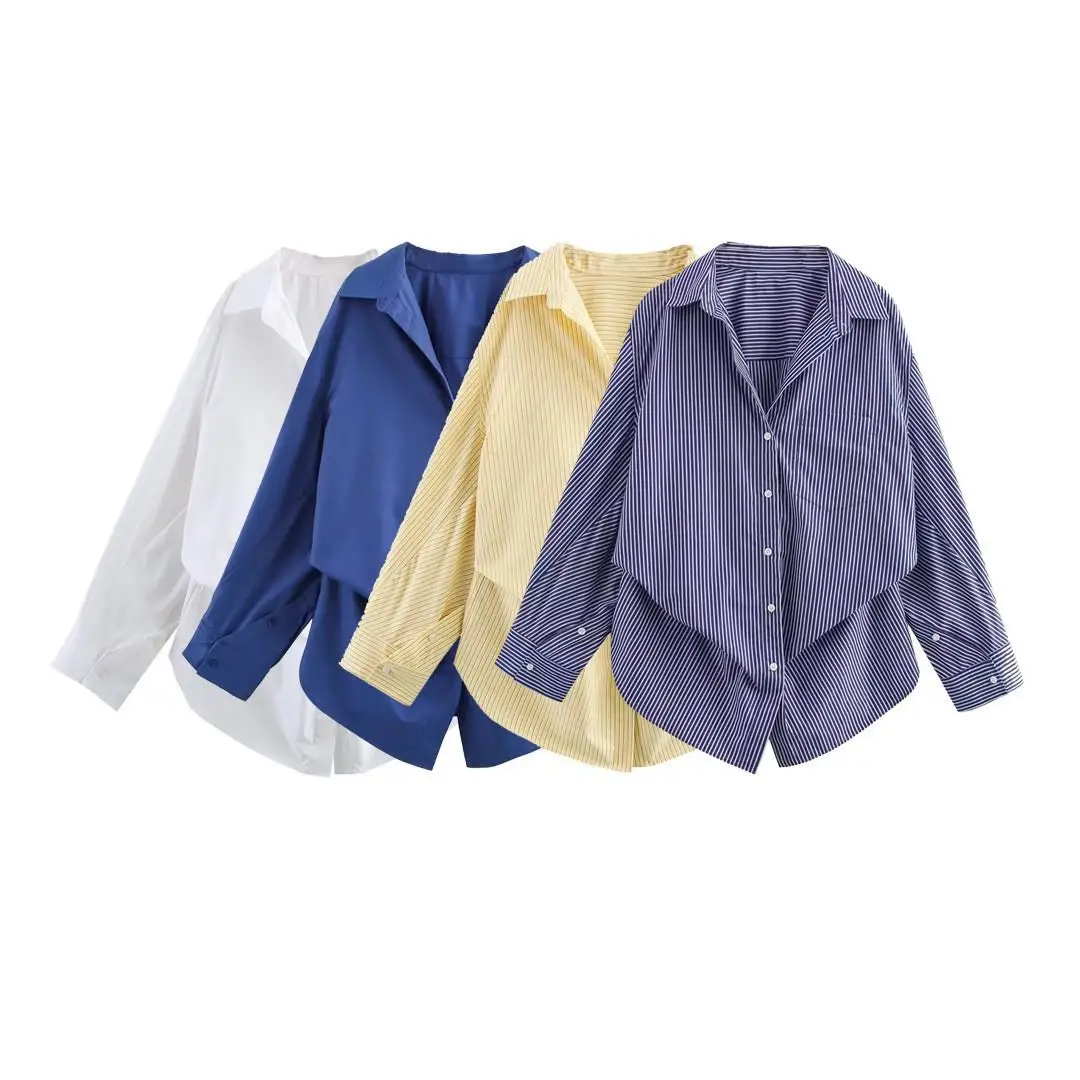 Women's Cotton Striped Lapel Long Shirt Street Style Polyester Fabric Regular Sleeve Length Winter Collection Non-deformable
Women's Cotton Striped Lapel Long Shirt Street Style Polyester Fabric Regular Sleeve Length Winter Collection Non-deformable