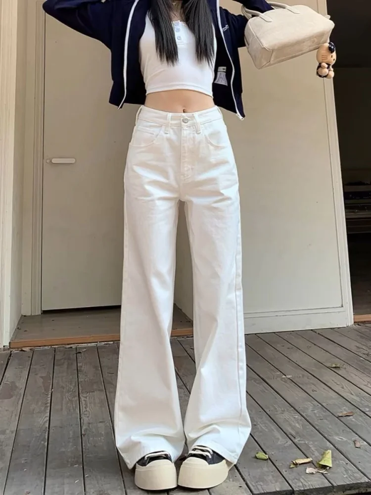 High Waist Flared Jeans Women's White Loose Straight Leg Floor-Length Trousers Spring New Style American Style Denim Jeans
High Waist Flared Jeans Women's White Loose Straight Leg Floor-Length Trousers Spring New Style American Style Denim Jeans