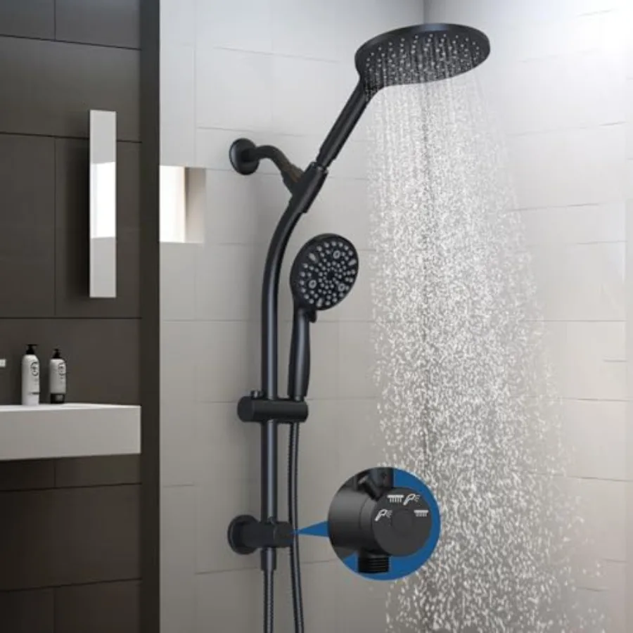 7.5" Rotatable Dual Shower Head with Handheld Combo Friendly Low 3-Way Diverter Adjustable Slide Bar for Whole Family Use Enjoy
7.5" Rotatable Dual Shower Head with Handheld Combo Friendly Low 3-Way Diverter Adjustable Slide Bar for Whole Family Use Enjoy