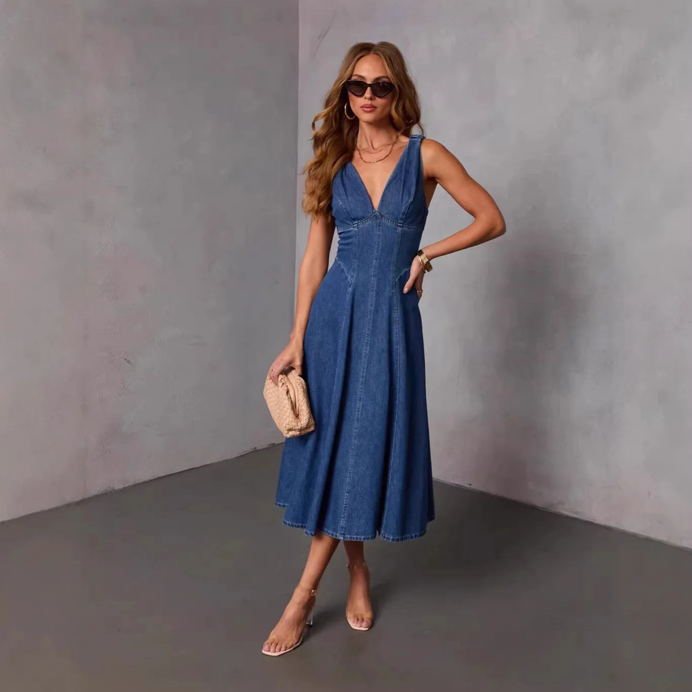Sexy Vintage Denim Dress,Sleeveless Overall Jumpsuit Playsuit for Spring Summer
Sexy Vintage Denim Dress,Sleeveless Overall Jumpsuit Playsuit for Spring Summer