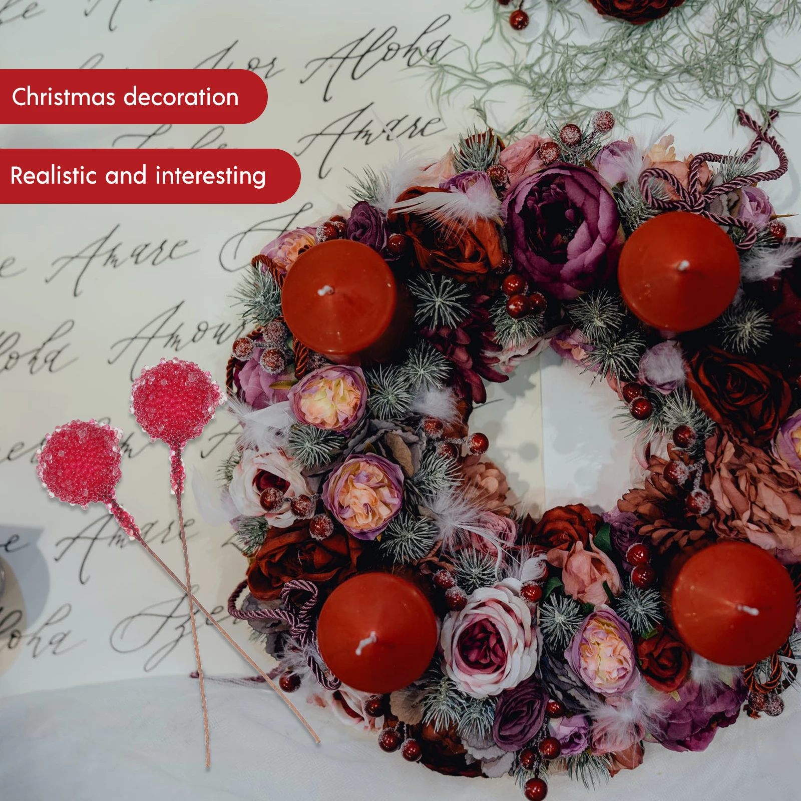 100 Pcs Decoration Simulated Christmas Fruit Holly Berries for Tree Spray Berry Mini Frosted Red Decorations
100 Pcs Decoration Simulated Christmas Fruit Holly Berries for Tree Spray Berry Mini Frosted Red Decorations