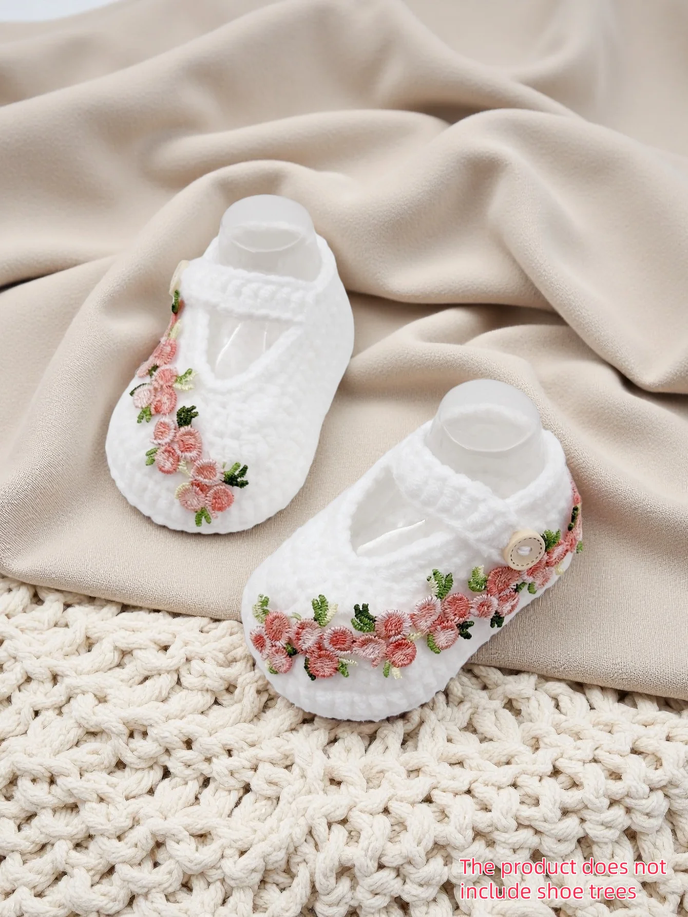 1 Pair Baby Girls Embroidered Floral Booties, White Mary Jane Style Slippers with Flower Details, Button Closure, Infant Size
1 Pair Baby Girls Embroidered Floral Booties, White Mary Jane Style Slippers with Flower Details, Button Closure, Infant Size