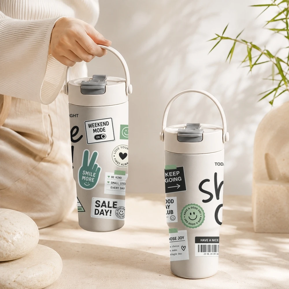 Cute Good Vibes Sticker Prints Vacuum Flasks 700ml Large Capacity Ceramic Inner Vacuum Cup With Tea Filter & Hidden Straw
Cute Good Vibes Sticker Prints Vacuum Flasks 700ml Large Capacity Ceramic Inner Vacuum Cup With Tea Filter & Hidden Straw