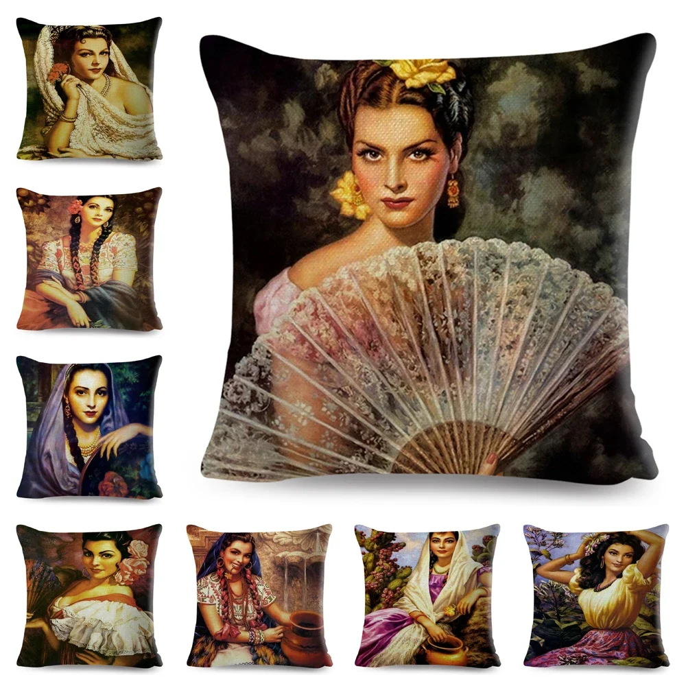 45*45cm Polyester Pillowcase Retro Style Woman Art Cushion Cover Decor European Ladies Girls Print Pillowcase
45*45cm Polyester Pillowcase Retro Style Woman Art Cushion Cover Decor European Ladies Girls Print Pillowcase
