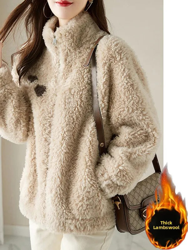 Ladies' Fashionable Thickened Short Jacket Lamb Fur Spring Autumn Winter New Style Double-sided Velvet Small Size Cute Style
Ladies' Fashionable Thickened Short Jacket Lamb Fur Spring Autumn Winter New Style Double-sided Velvet Small Size Cute Style
