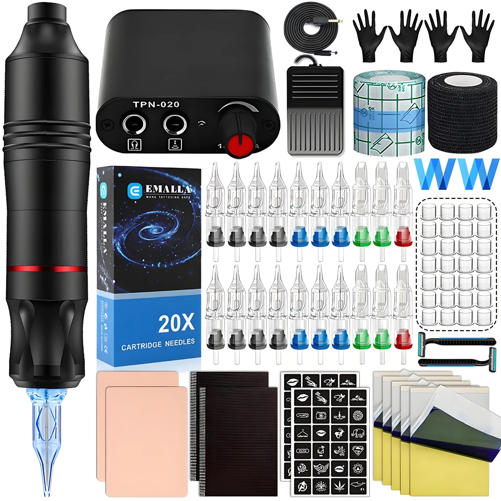 Professional Tattoo Machine Pen Kit Rotary Pen Set with Tattoo Power Supply Foot Pedal Cartridge Needles Set for Beginner Supply
Professional Tattoo Machine Pen Kit Rotary Pen Set with Tattoo Power Supply Foot Pedal Cartridge Needles Set for Beginner Supply