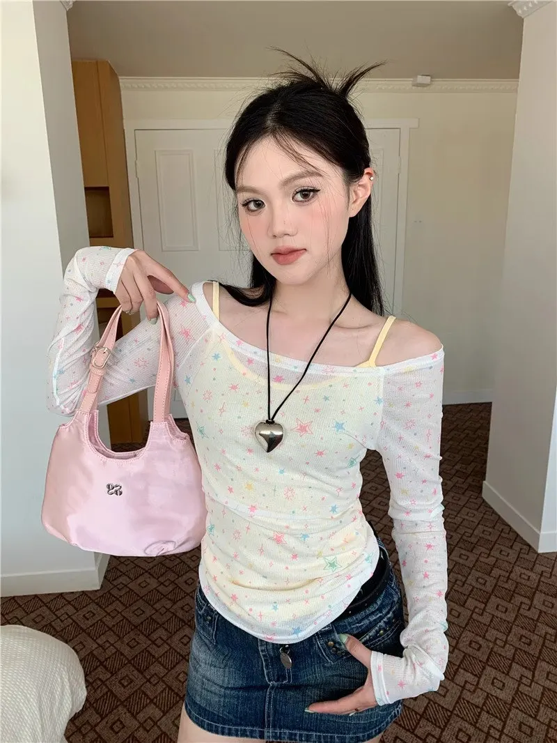 American Hot Girl Set Women's Spring Summer One Shoulder Long Sleeve Cover up Sunscreen T-Shirt Strap Vest Slimming Two Piece...
American Hot Girl Set Women's Spring Summer One Shoulder Long Sleeve Cover up Sunscreen T-Shirt Strap Vest Slimming Two Piece...