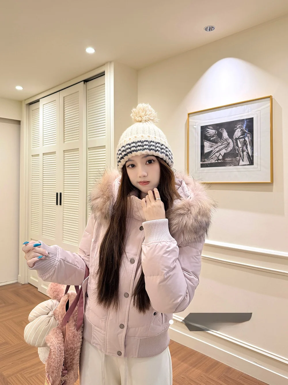 Pink Hooded Thiened Faux Fur Collar down Jaet Women's ort Sle Korean Warm Cotton Coat Spring Season Small Size Bread ...
Pink Hooded Thiened Faux Fur Collar down Jaet Women's ort Sle Korean Warm Cotton Coat Spring Season Small Size Bread ...